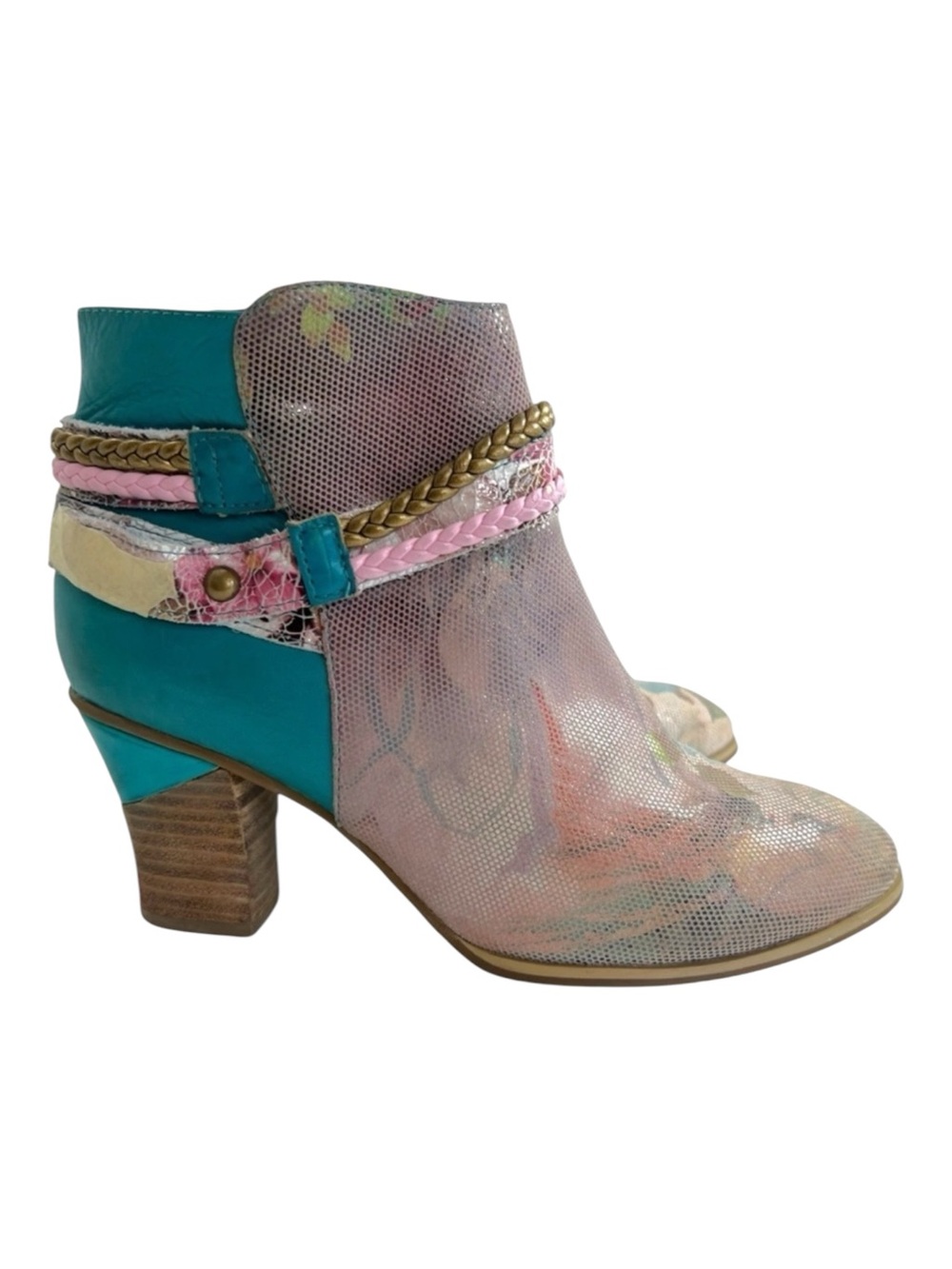 L’ARTISTE GAVIVA TURQUOISE LEATHER ANKLE BOOT